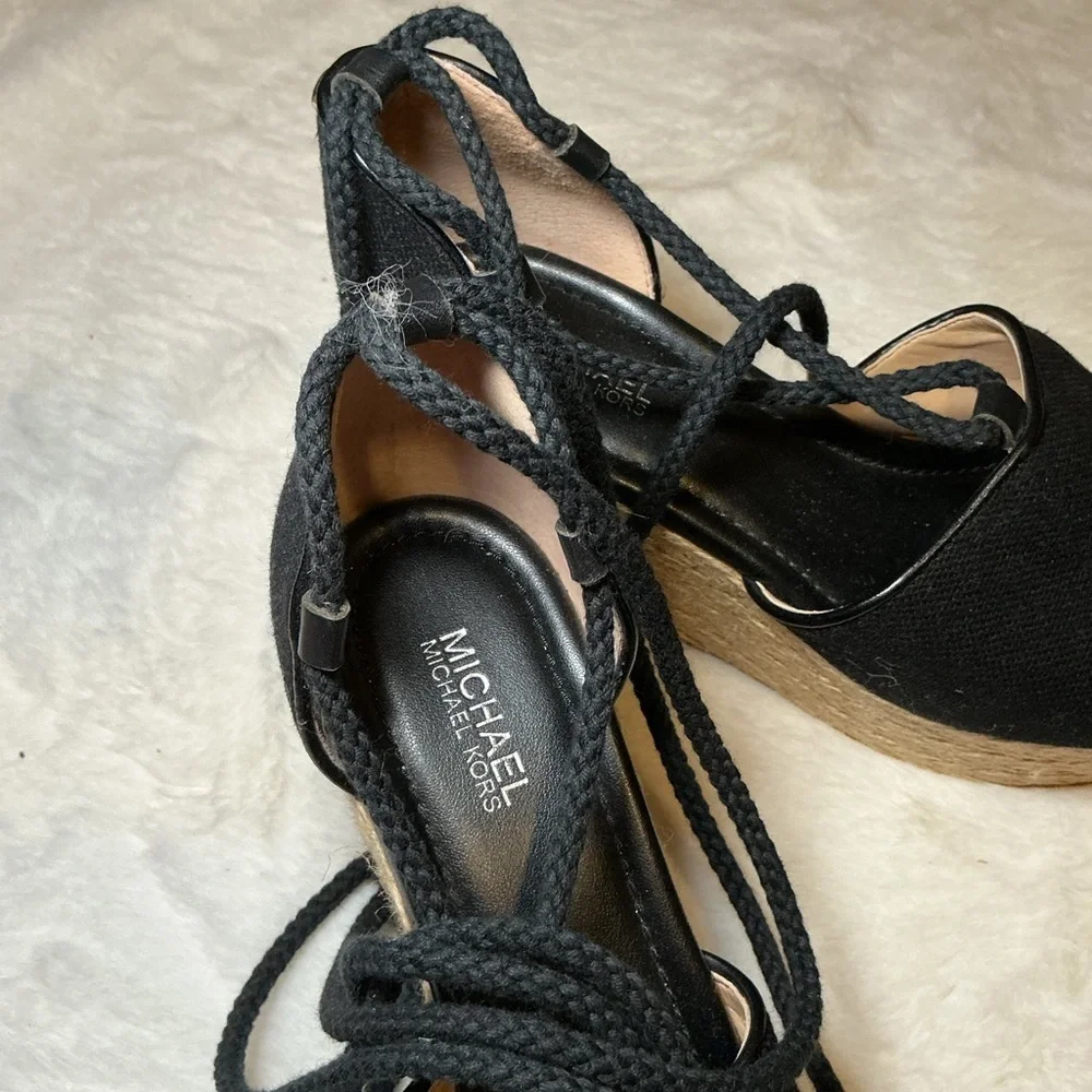 Michael Kors Stylish Black Espadrille Wedge Sandals
